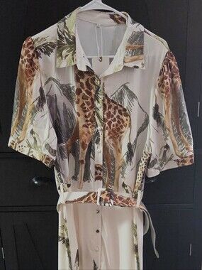 Fashion Space Button-Front Giraffe Print Dress